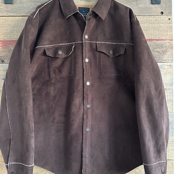 Faux Suede Sherpa lined Shacket - Picture 1 of 7